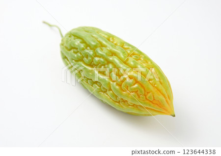白色背景中的新鮮苦瓜果實 白色背景中的新鮮苦瓜果實 123644338