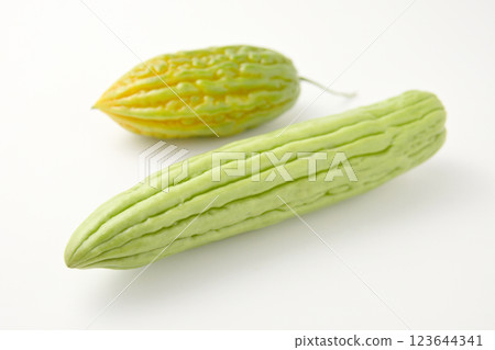 白色背景中的新鮮苦瓜果實 123644341