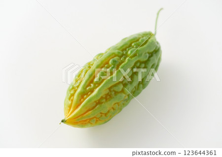 Fresh bitter melon fruit on a white background Fresh bitter melon fruit on a white background 123644361