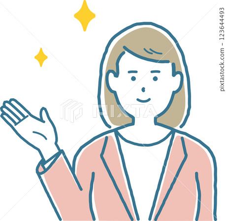 一位微笑的女工作人員正在指路 一位微笑的女工作人員正在指路 123644493