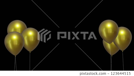 Image of gold balloons with copy space on black background 123644515