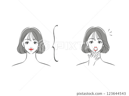 一位留著波波頭的女士驚訝地用手摀住嘴 123644543