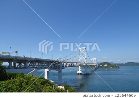 Onaruto Bridge with blue sky in the background 123644609