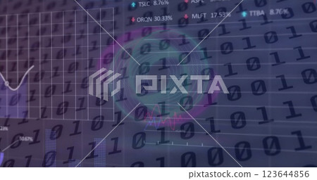 Image of financial data processing over binary coding 123644856