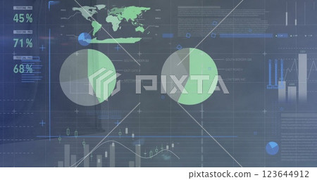Image of financial data processing on white background 123644912