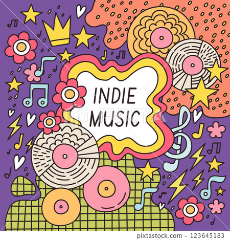 Hand drawn indie music illustration Hand drawn indie music illustration 123645183