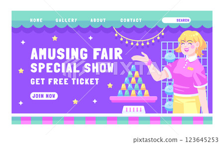 Hand drawn fun fair landing page 123645253