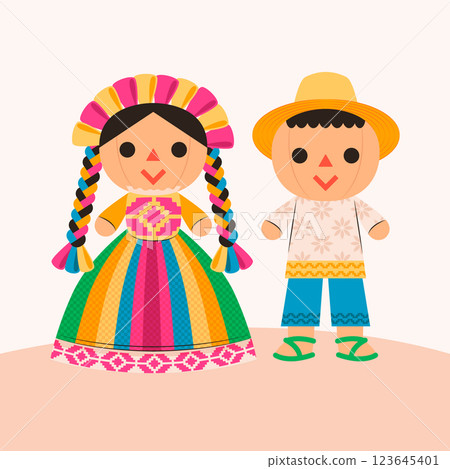 Hand drawn mexican doll illustration 123645401