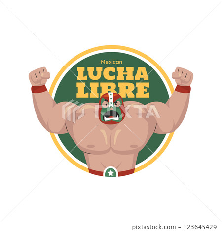 Hand drawn mexican wrestler logo design Hand drawn mexican wrestler logo design 123645429