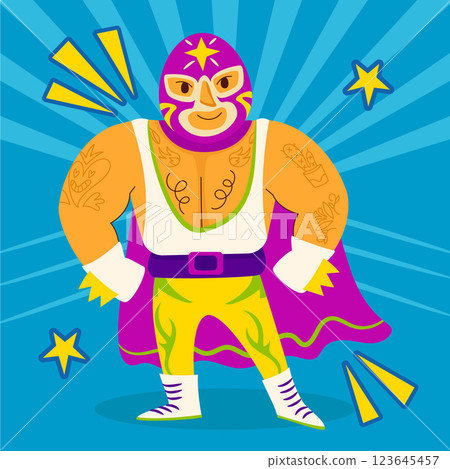 Hand drawn mexican wrestler illustration Hand drawn mexican wrestler illustration 123645457