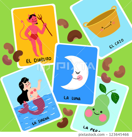 Hand drawn mexican lottery illustration Hand drawn mexican lottery illustration 123645466