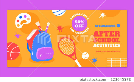Hand drawn after school activities sale banner 123645578