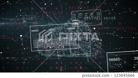 Image of digital data processing over padlock on dark background 123645666