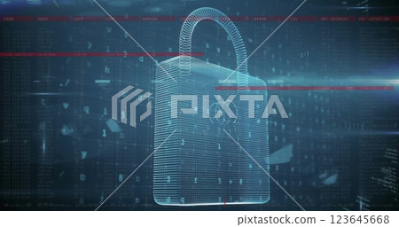 Image of digital data processing over padlock on dark background Image of digital data processing over padlock on dark background 123645668