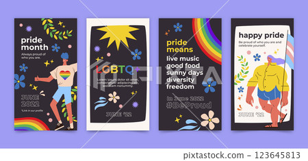 Flat pride month instagram stories collection Flat pride month instagram stories collection 123645813