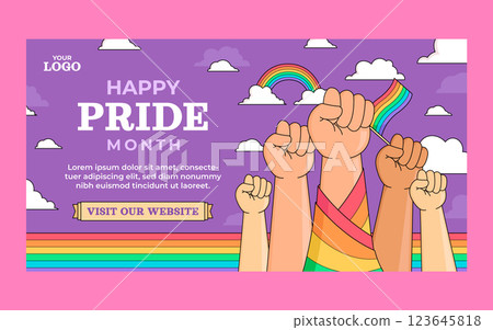 Hand drawn pride month social media post template Hand drawn pride month social media post template 123645818