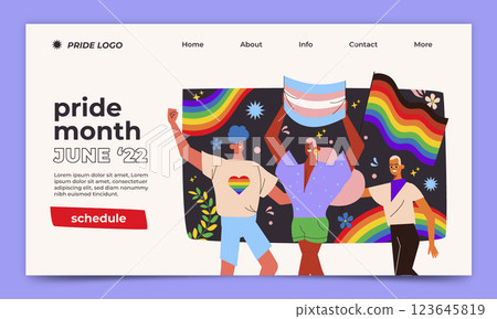 Flat pride month landing page template 123645819