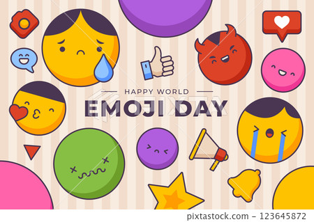 Flat design colorful world emoji day background 123645872