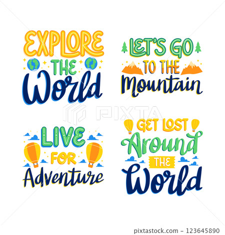 Hand drawn adventure lettering set 123645890