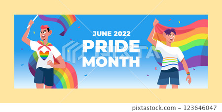 Flat pride month social media cover template Flat pride month social media cover template 123646047