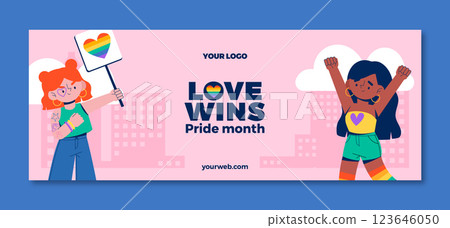 Flat pride month social media cover template Flat pride month social media cover template 123646050