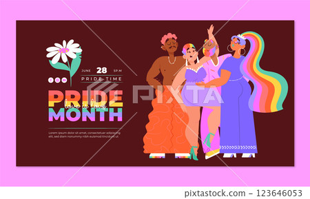 Flat pride month social media promo template Flat pride month social media promo template 123646053