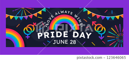 Flat pride month twitter header Flat pride month twitter header 123646065