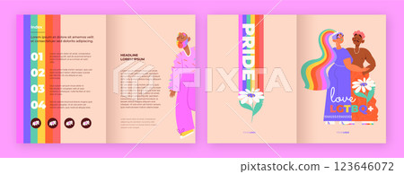 Flat pride month brochure template 123646072