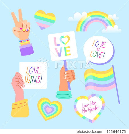 Flat lgbt pride month elements collection Flat lgbt pride month elements collection 123646173