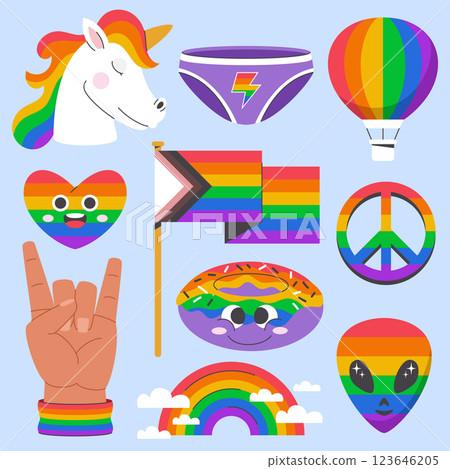 Flat pride month elements collection Flat pride month elements collection 123646205