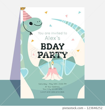 Children dinosaur birthday invitation template Children dinosaur birthday invitation template 123646252