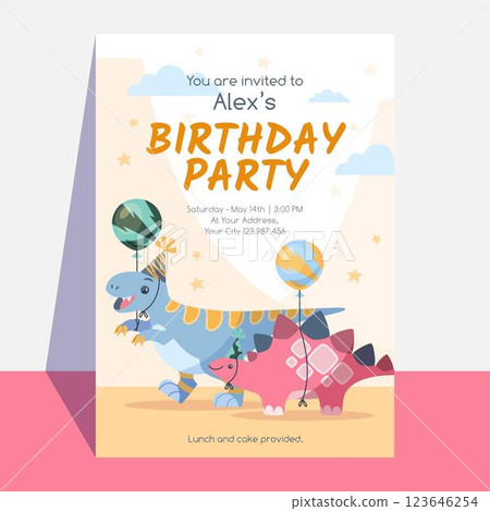 Dinosaur birthday party invitation template Dinosaur birthday party invitation template 123646254