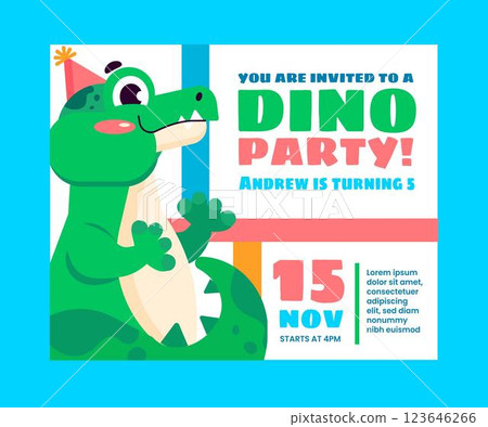 Organic flat dinosaur birthday invitation template Organic flat dinosaur birthday invitation template 123646266