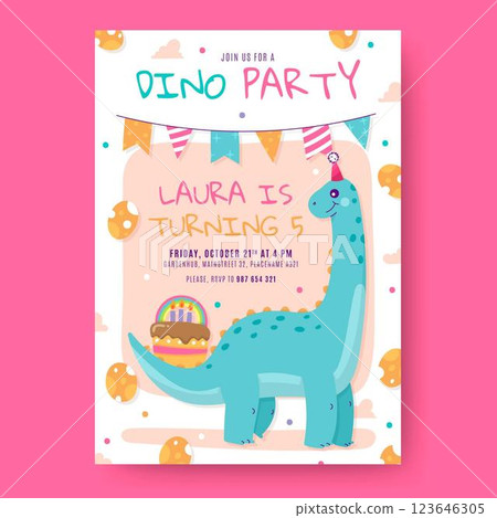 Dinosaur birthday invitation Dinosaur birthday invitation 123646305
