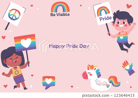Hand drawn pride month lgbt background 123646415