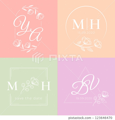 Wedding monograms in pastel colors Wedding monograms in pastel colors 123646470