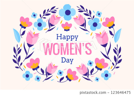 Women's day with flowers background 123646475