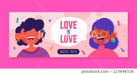 Flat pride month social media cover template 123646536