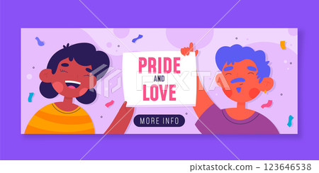 Flat pride month social media cover template 123646538