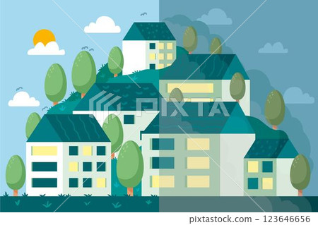 Illustrated environmental effects of coronavirus 123646656