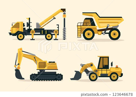 Illustrated excavators collection 123646678