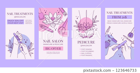 Nail salon instagram stories template design 123646733