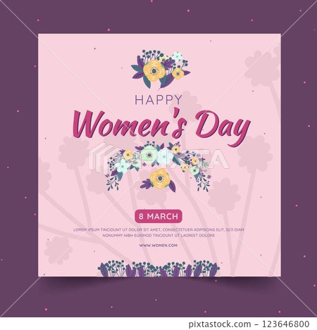 International women's day square flyer template with flowers International women's day square flyer template with flowers 123646800