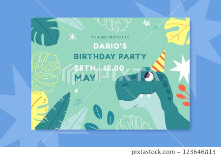 Cartoon dinosaur birthday invitation 123646813
