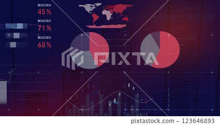 Image of charts and graphs processing data on interface screen Image of charts and graphs processing data on interface screen 123646893