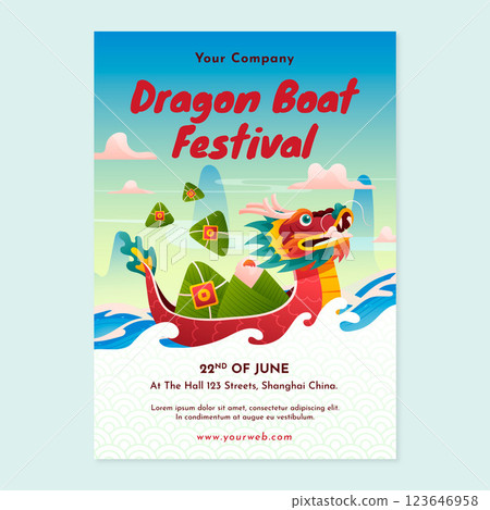 Gradient vertical poster template for chinese dragon boat festival celebration Gradient vertical poster template for chinese dragon boat festival celebration 123646958
