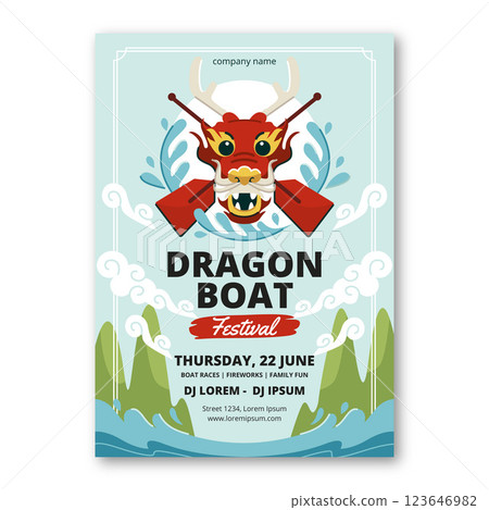 Flat vertical poster template for chinese dragon boat festival celebration Flat vertical poster template for chinese dragon boat festival celebration 123646982
