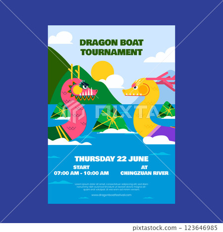 Flat vertical poster template for chinese dragon boat festival celebration Flat vertical poster template for chinese dragon boat festival celebration 123646985