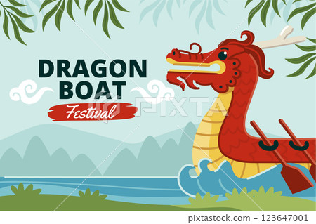 Flat background for chinese dragon boat festival celebration Flat background for chinese dragon boat festival celebration 123647001