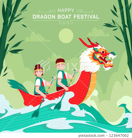 Flat illustration for chinese dragon boat festival celebration Flat illustration for chinese dragon boat festival celebration 123647002